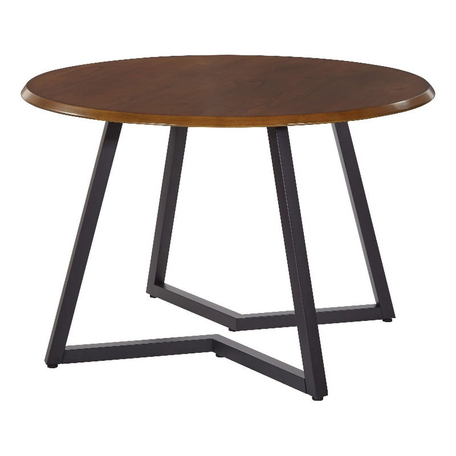 Metro 45" Round Dining Table with Oak Veneer Top and Black Metal Base ...