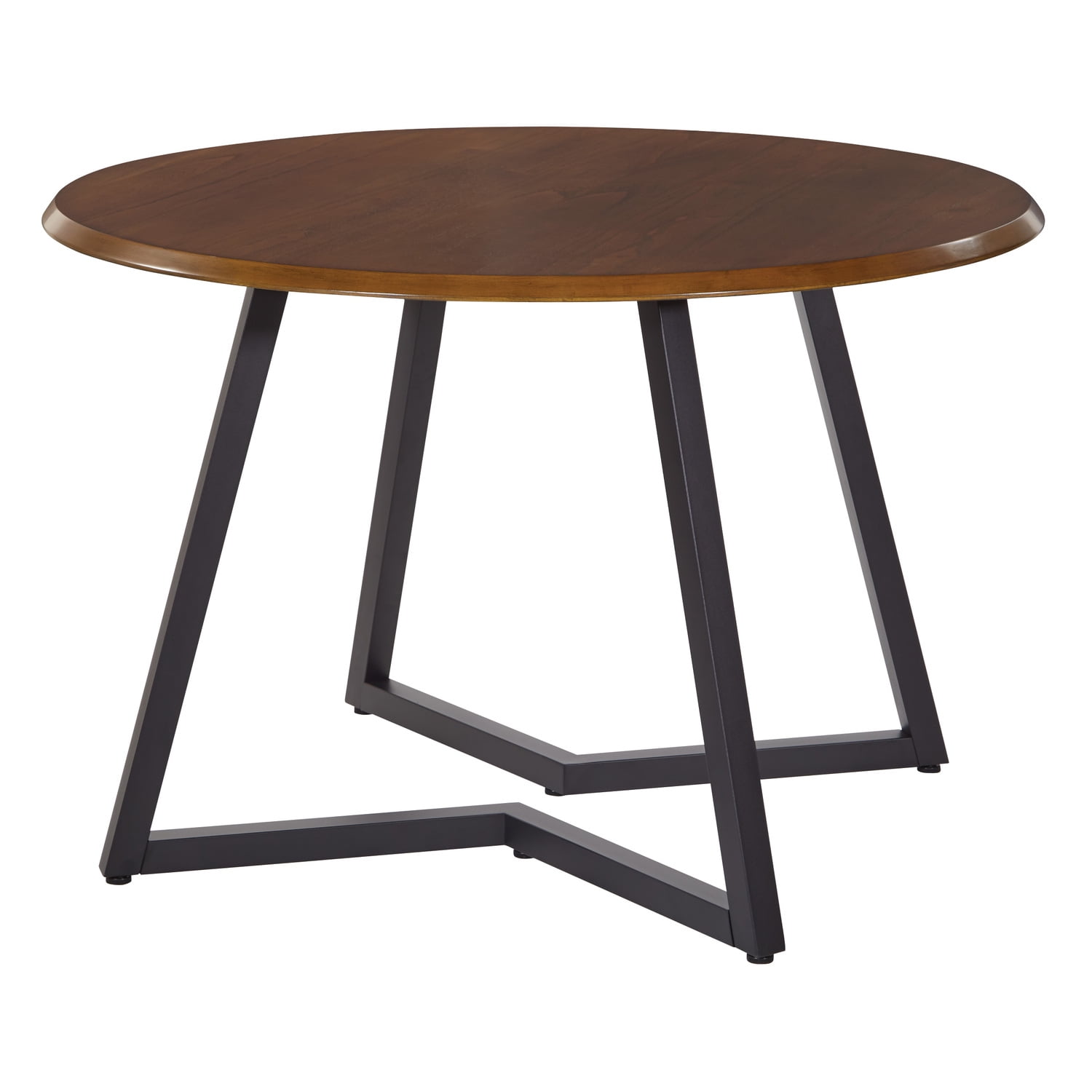 Metro 45" Round Oak Dining Table with Black Metal X-Base