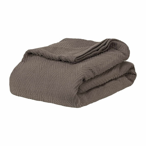 Metro All-Season 100% Cotton Thermal Woven Blanket Charcoal / Full/Queen