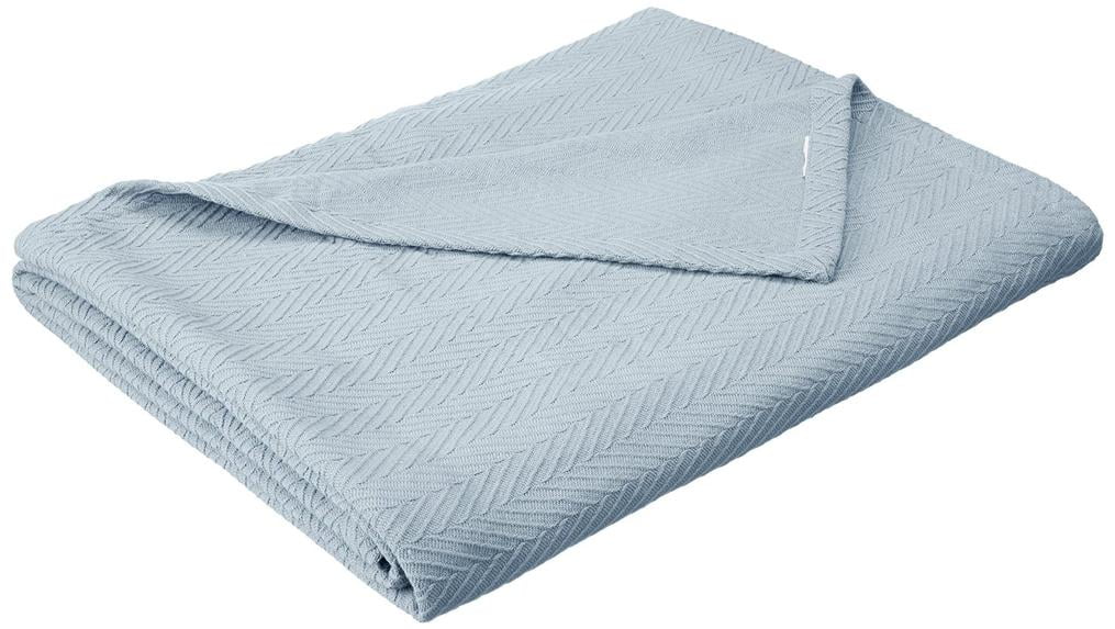 Metro All-Season 100% Cotton Thermal Woven Blanket Light Blue / Full/Queen