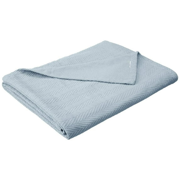 Metro All-Season 100% Cotton Thermal Woven Blanket Light Blue / Full/Queen