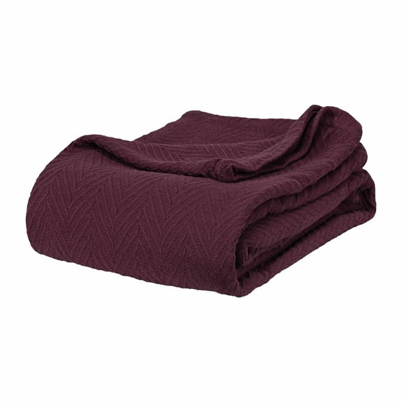 Metro All-Season 100% Cotton Thermal Woven Blanket Plum / King