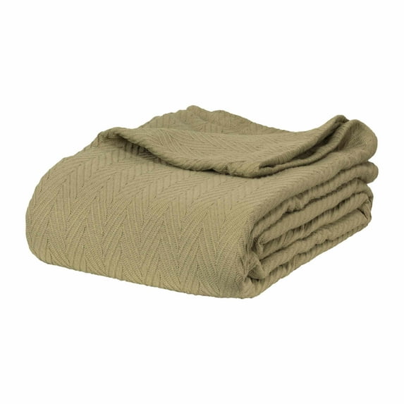Metro All-Season 100% Cotton Thermal Woven Blanket Sage / King