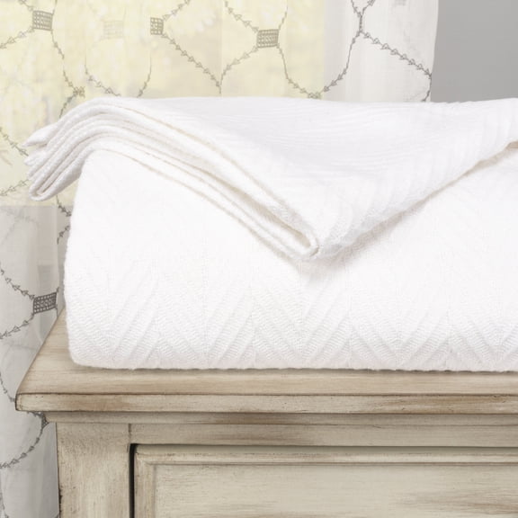 Metro All-Season 100% Cotton Thermal Woven Blanket White / King
