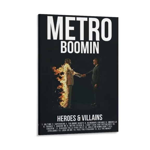 Metro Boomin Heroes & Villains Poster 4 Gifts Canvas Painting Poster Wall Art Decorative Picture Prints Modern Decor 12x18inch(30x45cm)