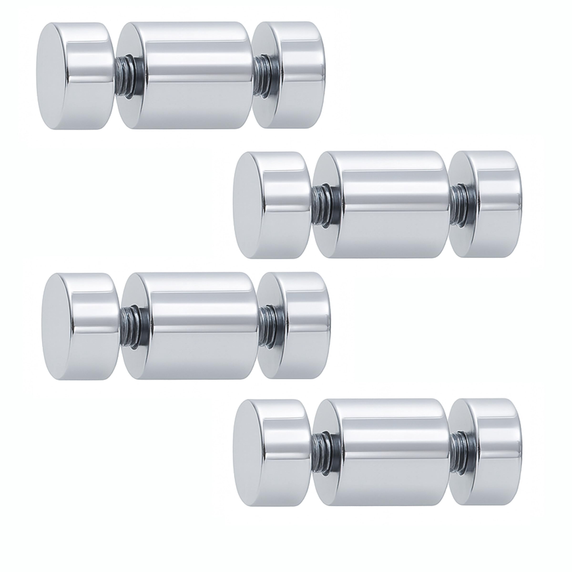 Double-Panel Stand-Offs | Professional Brass & Aluminum Sign Mounting Hardware Heavy-Duty Display Supports for Informational Signage 4 Pack (Chrome, .98" D x .98" L)