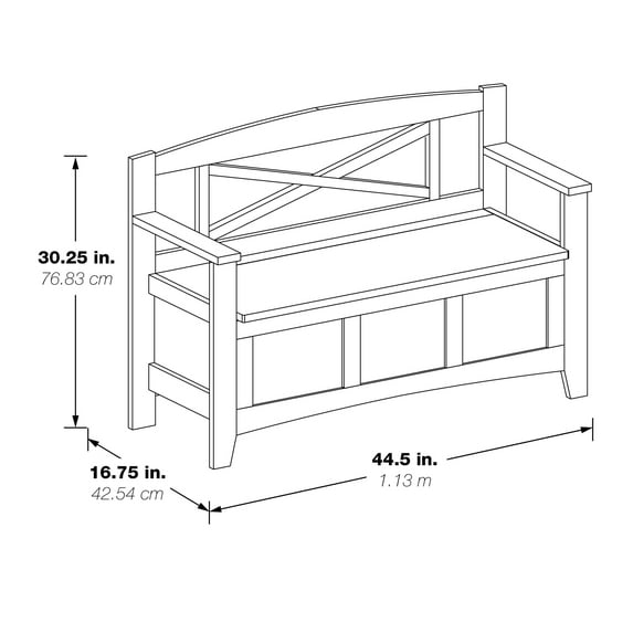 Metro Entry Way Bench in Engineered Wood Distressed White Finish