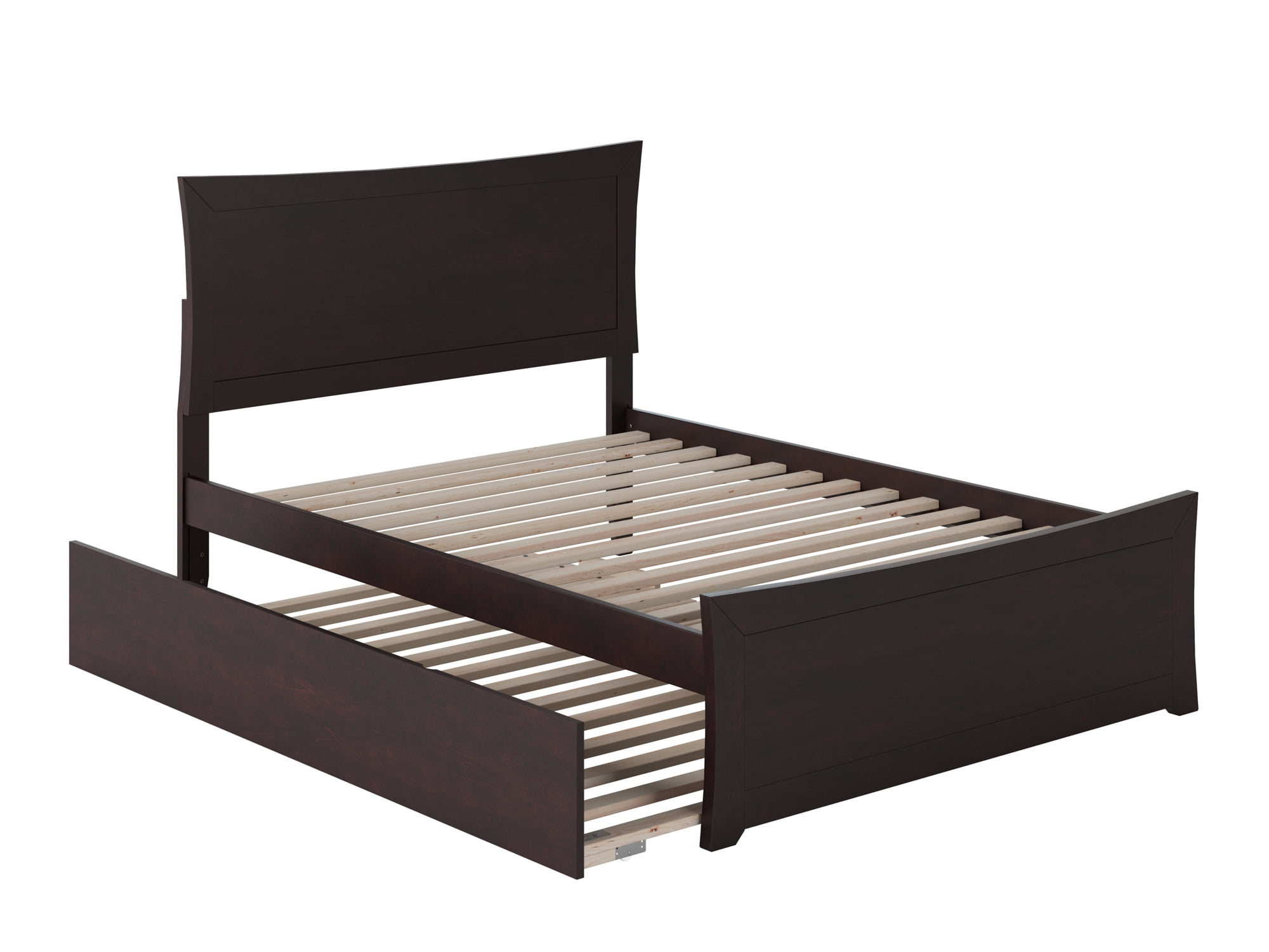 Espresso Full Platform Bed with Trundle and Slats