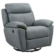 Metro Furniture Fabric Glider and Swivel Power Recliner with USB port in Grey Green