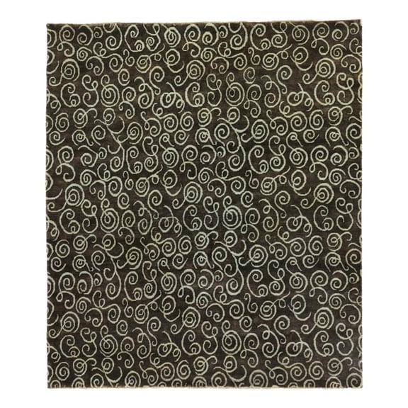 Metro Hand-Knotted New Zealand Wool Brown/Light Blue 6'x9' Area Rug