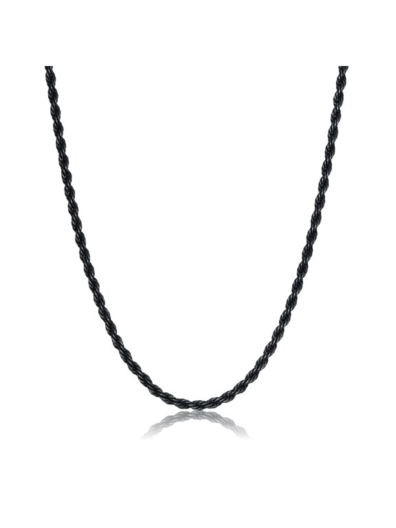 24 Inches Long Stainless Steel Antique Ion Plating Rope Chain Necklace for Men - 4 mm Wide with Push Lock