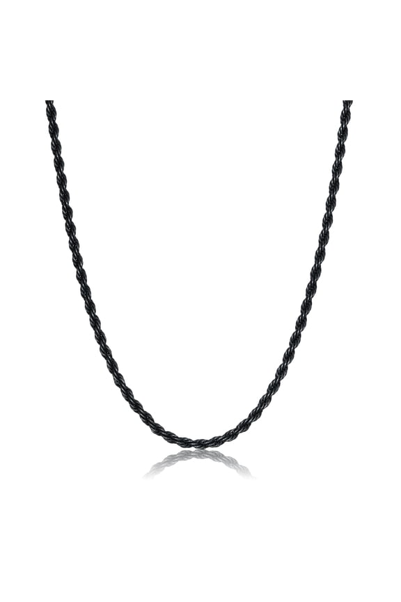 24 Inches Long Stainless Steel Antique Ion Plating Rope Chain Necklace for Men - 4 mm Wide with Push Lock