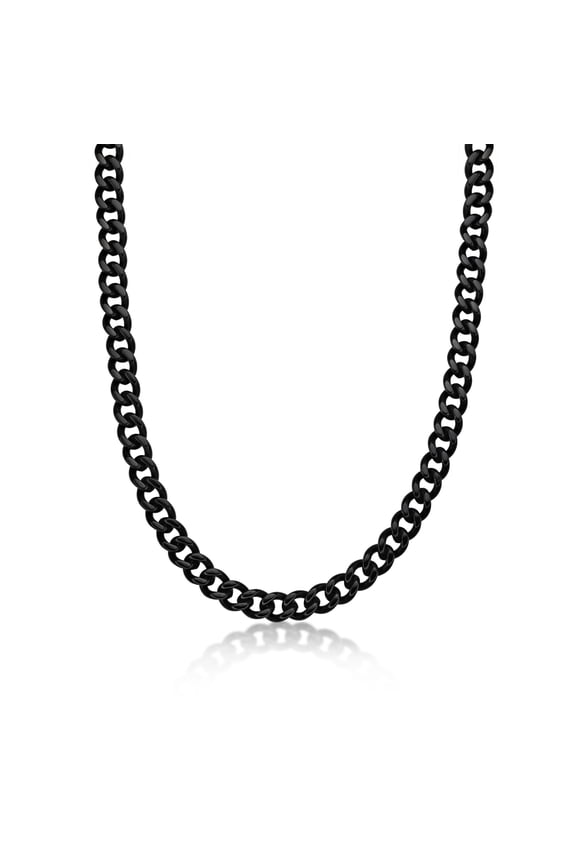 30 Inches Long Stainless Steel Thick Curb Chain Necklace for Men with Black Ion Plating - 12 MM Wide and Fold-Over Clasp