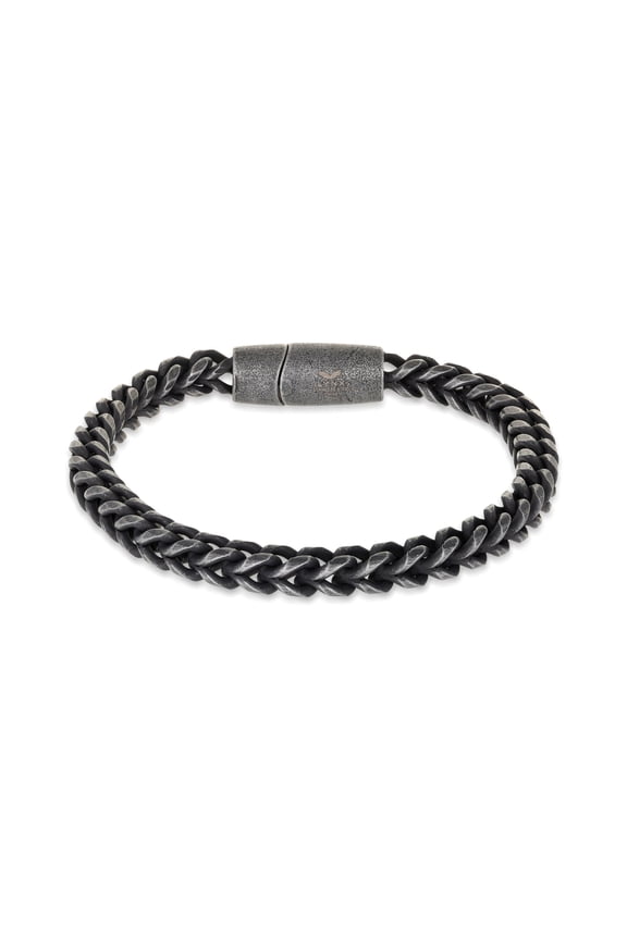 Metro Jewelry Antique Finish Stainless Steel Wheat Chain Bracelet