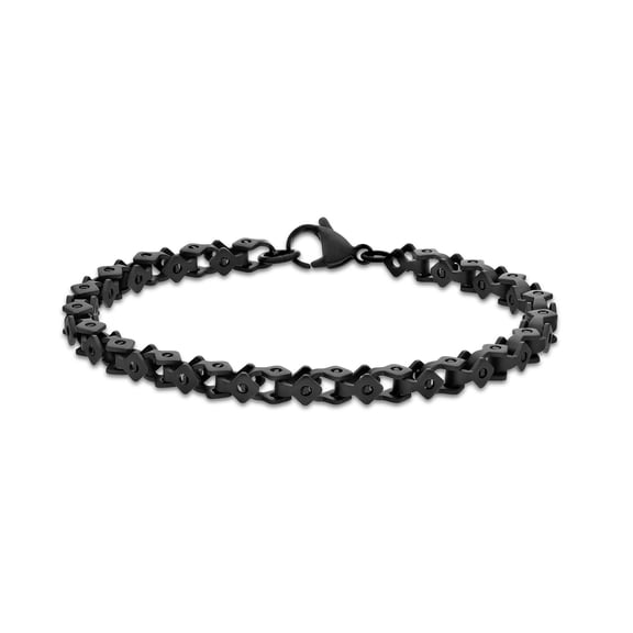 Metro Jewelry Black Ion Plated Stainless Steel 5 MM Square Link Chain Bracelet