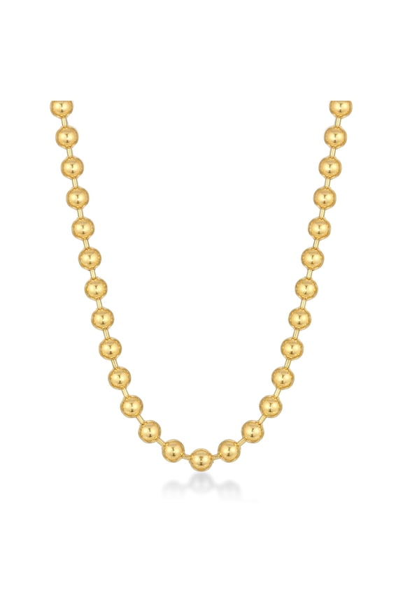 Gold Ion Plated Stainless Steel 8MM Ball Chain Necklace - 30 Inch