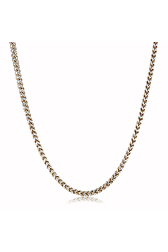 Metro Jewelry Gold Ion Plated Two Tone Stainless Steel 3MM Foxtail Chain Necklace - 24 Inch