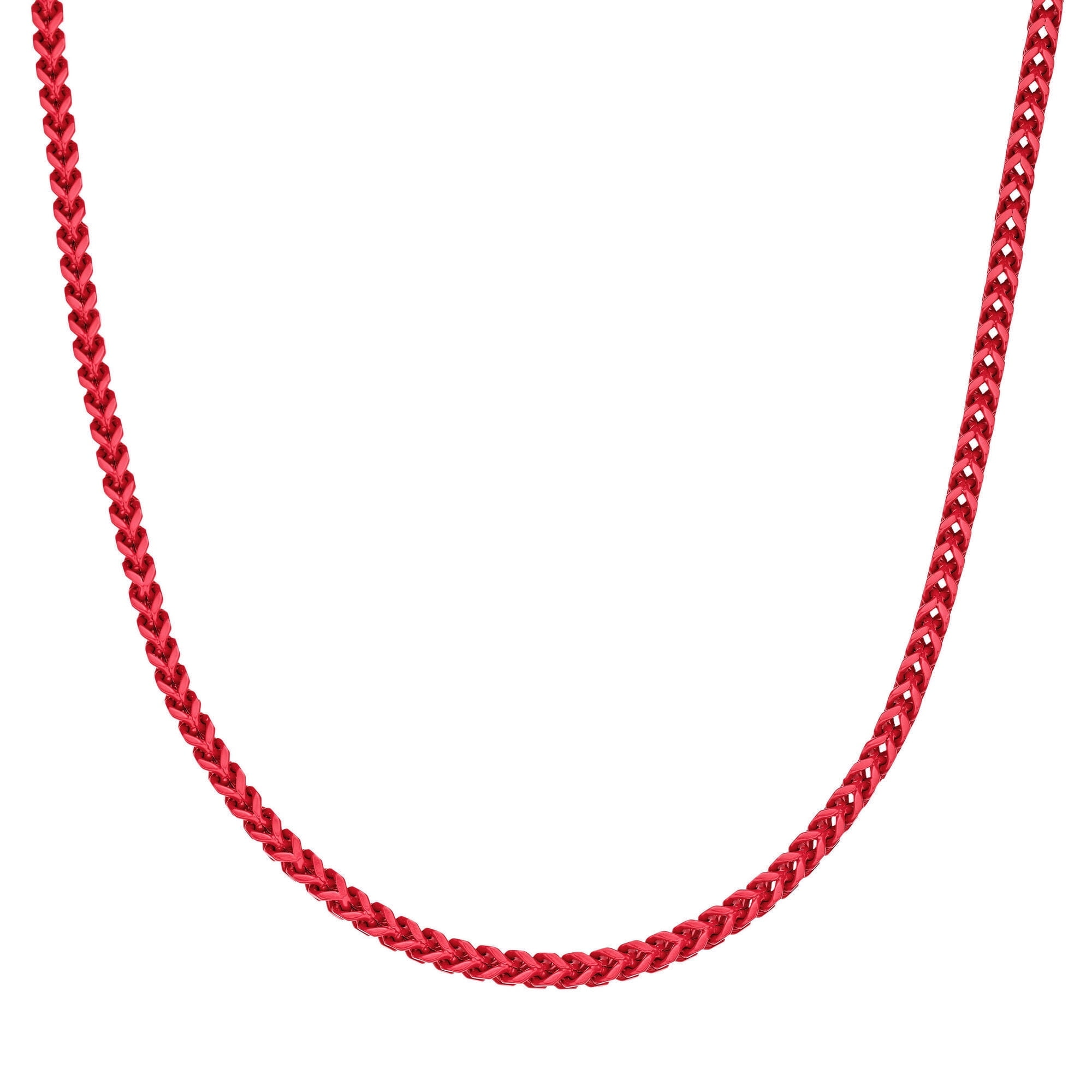 Metro Jewelry Men's Stainless Steel 5 MM Red Acrylic Thick Franco Chain Necklace - 22 Inches Long