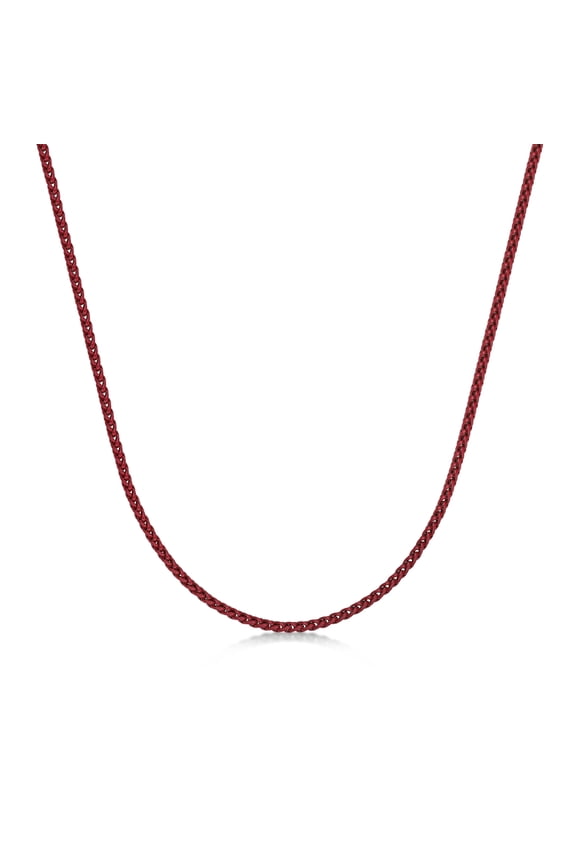Red Acrylic Coated Stainless Steel 3MM Link Chain Necklace - 24 Inch