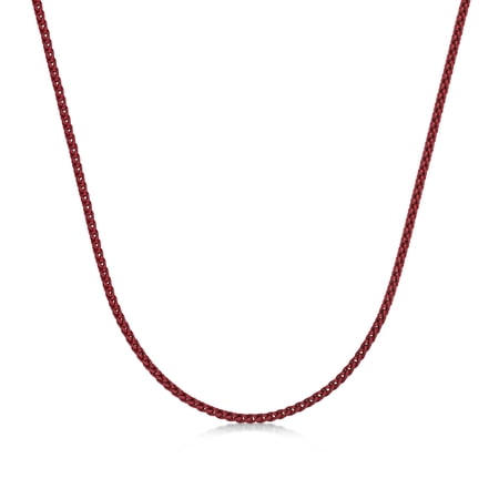 Metro Jewelry Red Acrylic Coated Stainless Steel 3MM Link Chain Necklace - 24 Inch
