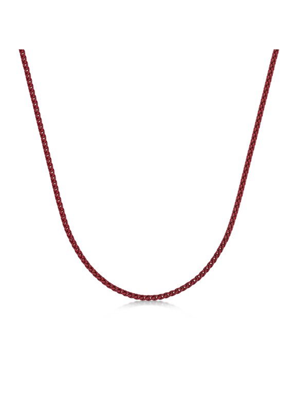 Red Acrylic Coated Stainless Steel 3MM Link Chain Necklace - 24 Inch