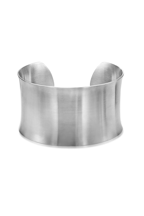 7 Inches Long Wide Open Cuff Bangle Bracelet for Women I 2.5 Inches in Diameter and 1.5 Inches in Height I Satin Finish Stainless Steel Bangle for Her I Wide Bracelet
