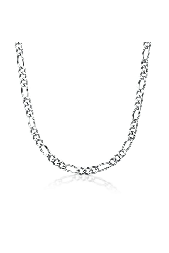 Stainless Steel 11 MM Thick Figaro Chain Necklace for Men 24 Inch Long with Lobster Clasp