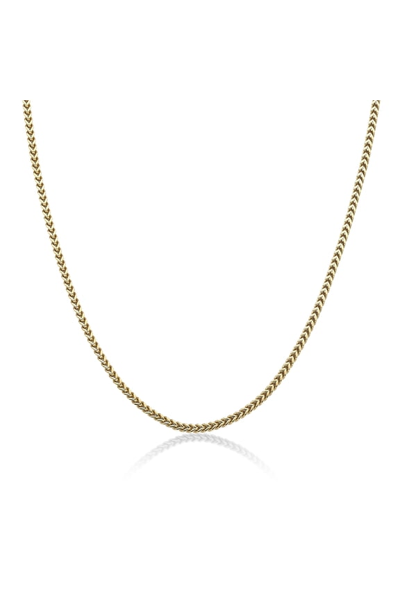 Stainless Steel 2.5 MM Franco Chain Necklace for Men with Whole Yellow Gold Ion Plating 20 Inch Long with Lobster Claw