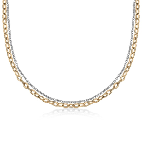 Metro Jewelry Stainless Steel 7MM Layered Link Chain Necklace - 20-22 Inch