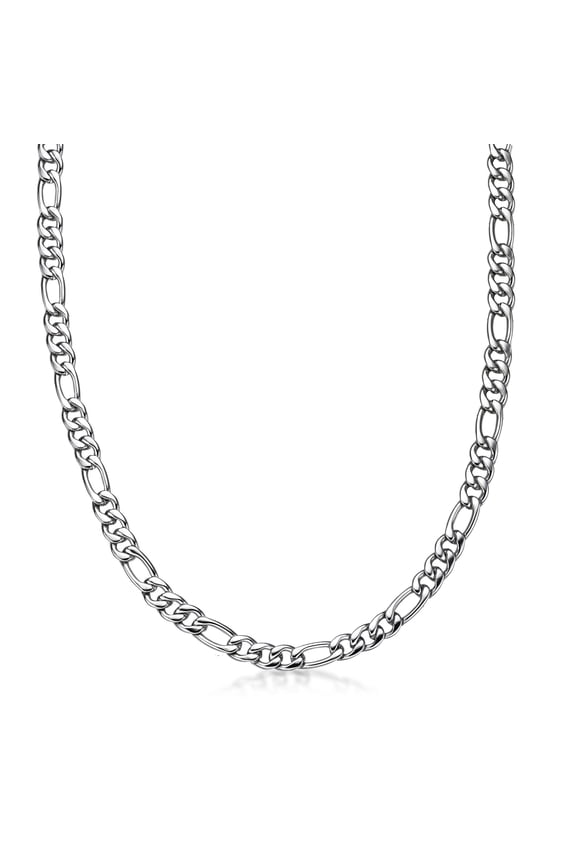 Stainless Steel 9 MM Figaro Chain Necklace - 22 Inch