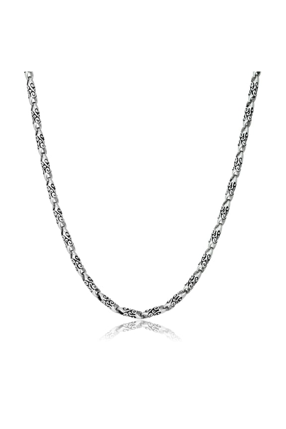 Stainless Steel Antique Ion Plated Link Chain Necklace for Men - 24 Inches Long - 4.5 mm Wide with Lobster Claw Clasp