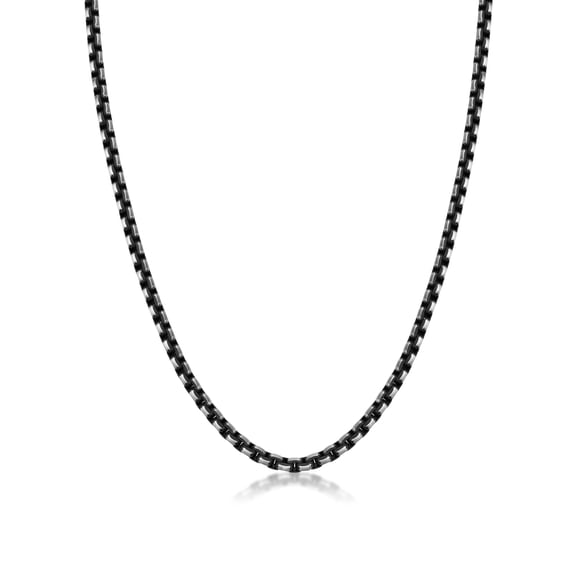 Metro Jewelry Stainless Steel Box Chain Necklace for Men with Black Ion Plating 5 MM 20 Inch Long