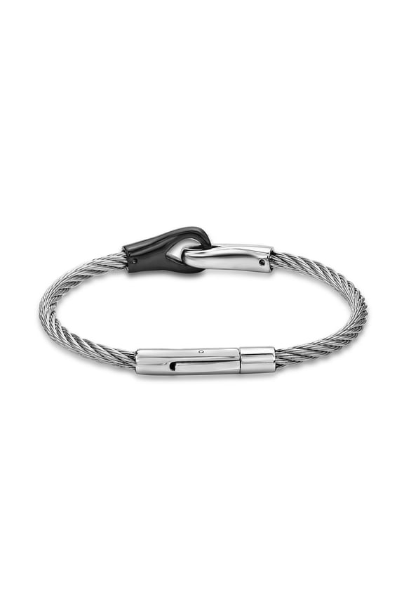 Metro Jewelry Stainless Steel Cable Bracelet with Push Button Lock