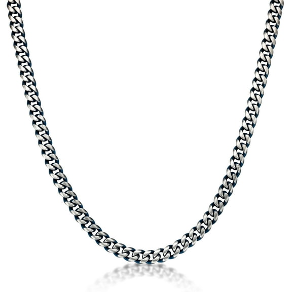 Metro Jewelry Stainless Steel Curb Chain Necklace for Men with Blue Ion Plating 30 Inch Long 8 MM with Lobster Claw