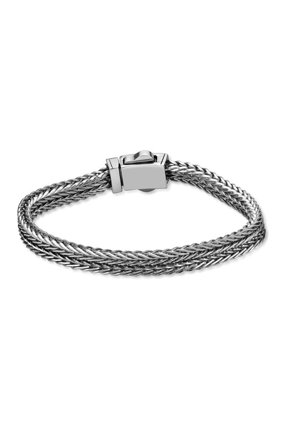 Metro Jewelry Stainless Steel Double Chevron Bracelet with Black Ion Plating