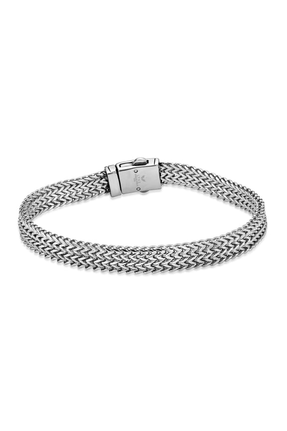 Metro Jewelry Stainless Steel Double Foxtail Chain Bracelet with Black Ion Plating