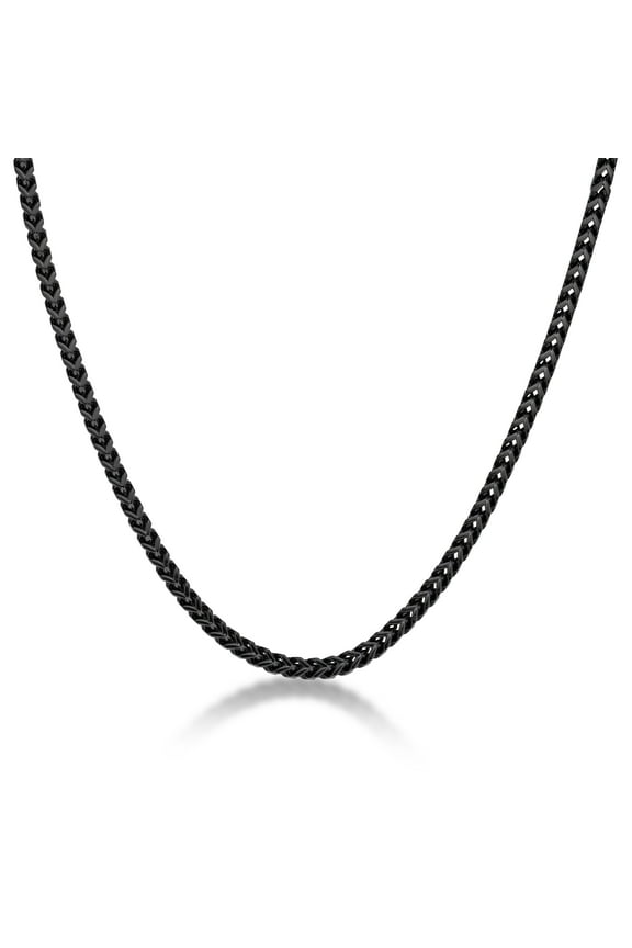 Stainless Steel Foxtail 4 MM Chain Necklace for Men 24 Inch Long with Black Ion Plating Push Lock