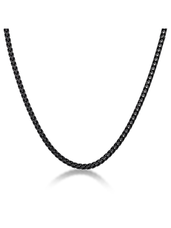 Stainless Steel Foxtail 4 MM Chain Necklace for Men 24 Inch Long with Black Ion Plating Push Lock