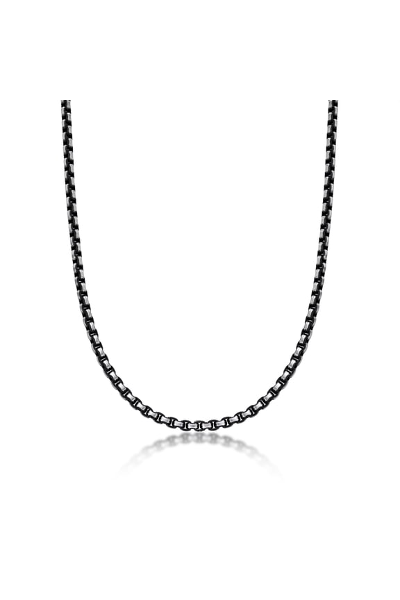 The Pulley - Stainless Steel Round Lobster Box Chain Black IP - 24 Inches