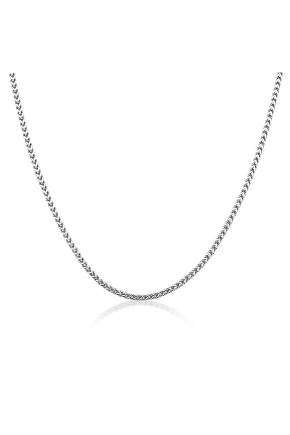 Thin Franco Chain Necklace for Men in Stainless Steel - 22 Inches Long 2.5 MM Wide with Lobster Claw Clasp