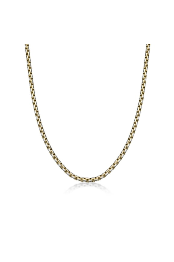 Yellow Gold Plated Stainless Steel Chain Necklace for Men 5 MM 20 Inch Long with Lobster Claw