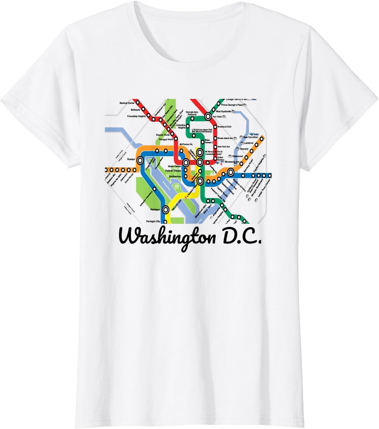 Washington Dc Metro Map Silver Line T-Shirt Washington Dc Metro Map Silver Line T-Shirt
