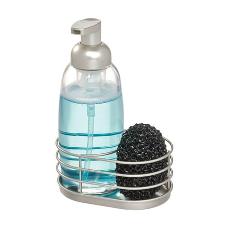 Mainstays Glass Foaming Soap Pump and Metal Sponge Caddy, 5" x 3.5" x 7.9", Clear