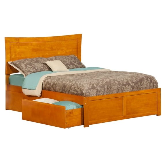 Metro Platform Bed with Flat Panel Foot Board and 2 Urban Bed Drawers in, Multiple Colors and Sizes