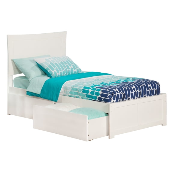 Metro Platform Bed with Flat Panel Foot Board and 2 Urban Bed Drawers in, Multiple Colors and Sizes