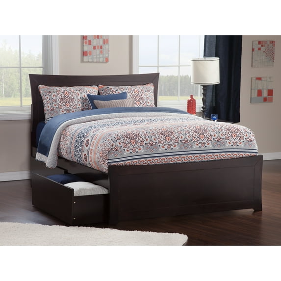 Metro Platform Bed with Matching Foot Board with 2 Urban Bed Drawers, Multiple Colors and Sizes