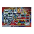 thumbnail image 1 of Metro Police Force & Fire Rescue Emergency Crew 44 Piece Mini Toy Diecast Vehicle Play Set, Comes with Street Play Mat, Variety of Vehicles and Figures, 1 of 3