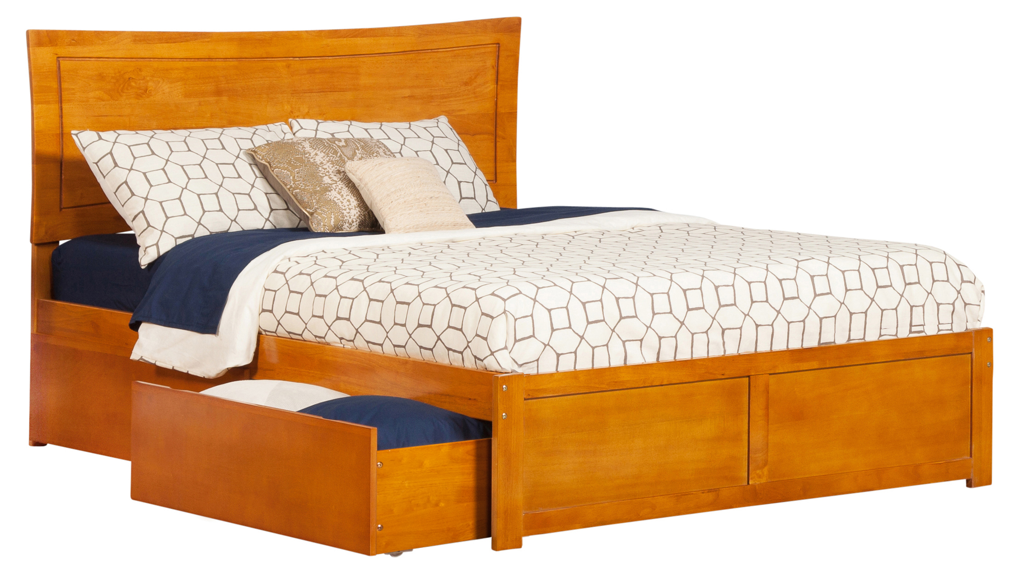 Metro Queen Platform Platform Bed with Flat Panel Foot Board and 2 Urban Bed Drawers in Caramel Latte - image 1 of 5