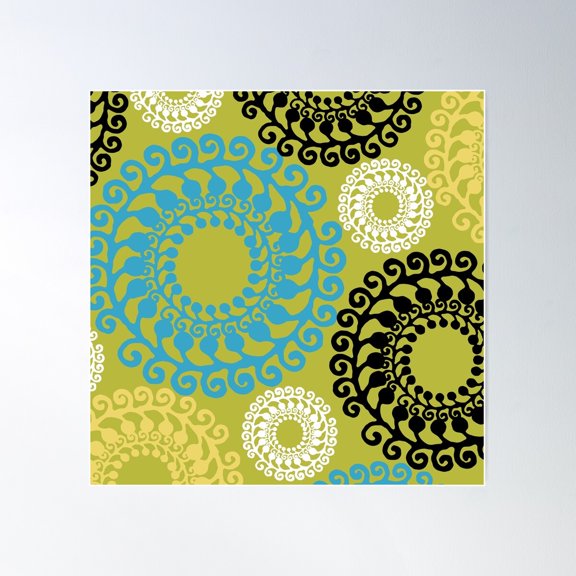 Metro Retro Green Poster Wall Art, Modern Wall Decor For Living Room Bedroom, 30x30 UNFRAMED