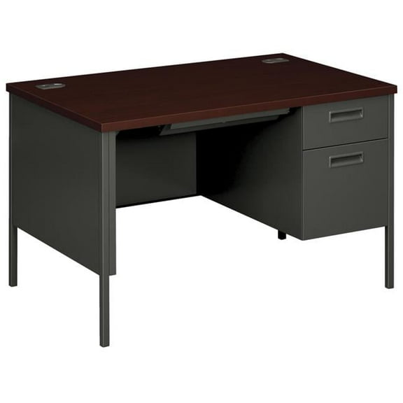 Metro Right Return Pededstal Classic Desk - Mahogany & Charcoal - 48 x 30 x 29.50 in.